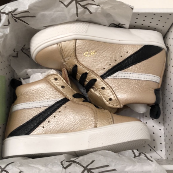 NIB Freshly Picked High Top Leather Sneakers Platinum Size 5 (Toddler) - Picture 7 of 11